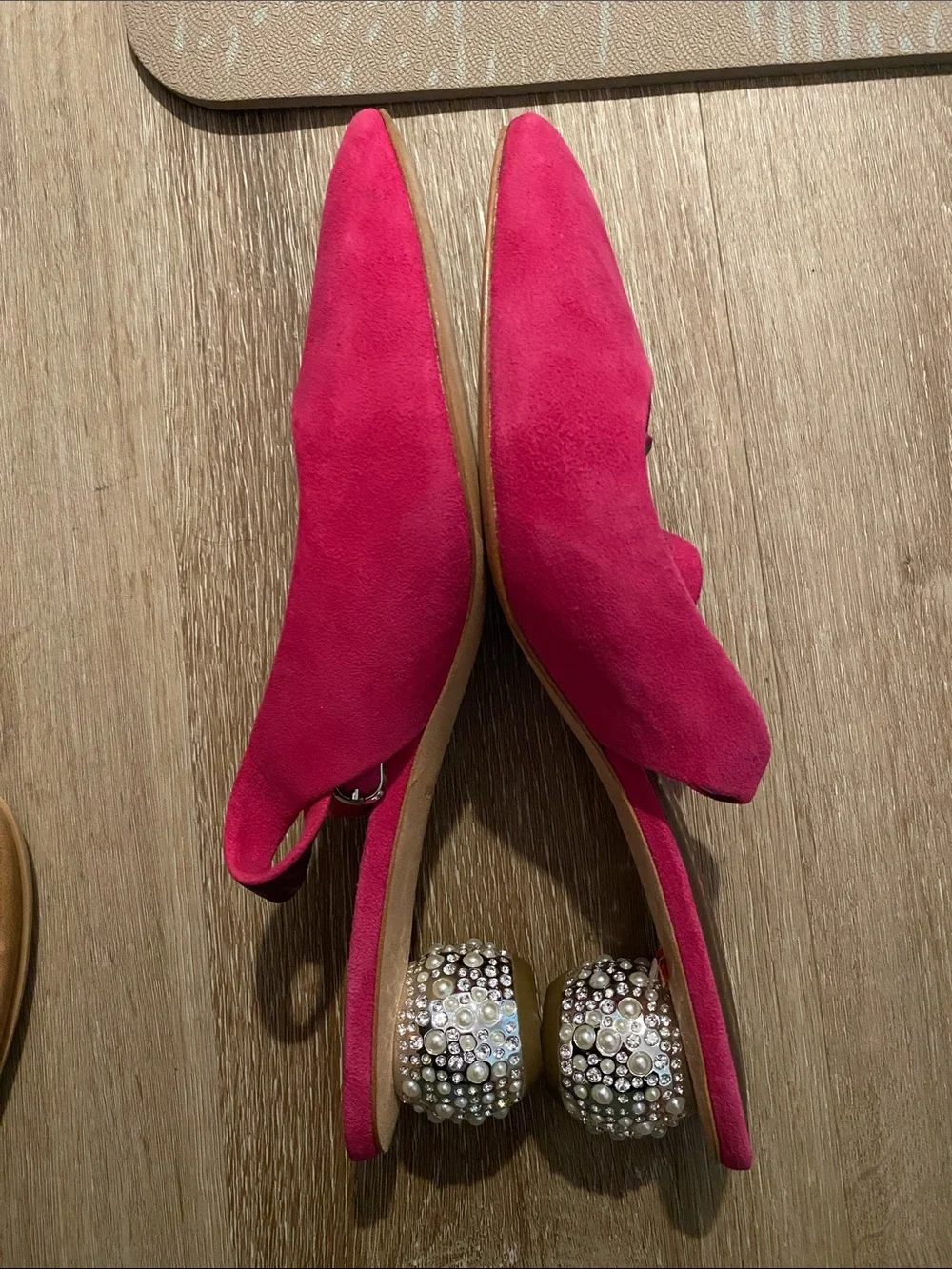 kate spade Bright Pink Suede Pointed-Toe Slingback Flats
